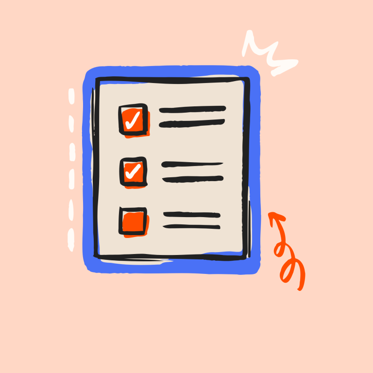 Ressourcen Ein Klemmbrett mit Checkliste